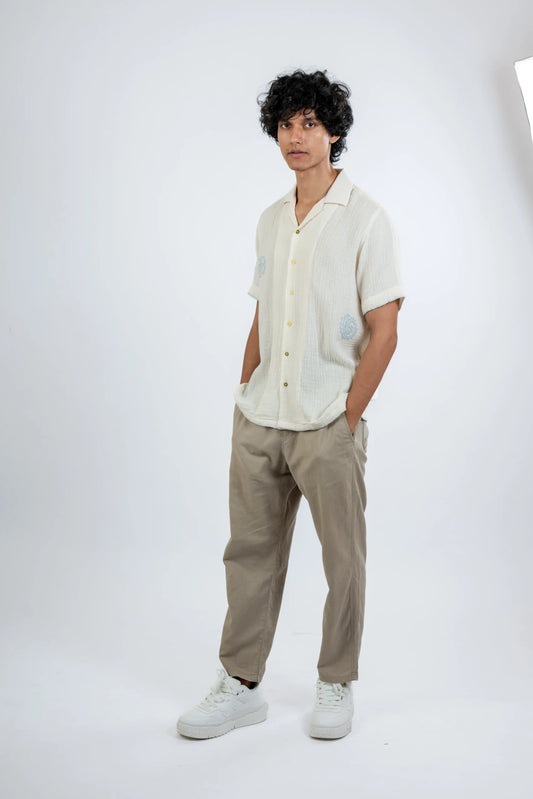 ORGANIC APPLIQUE (Ivory + Sky Blue)