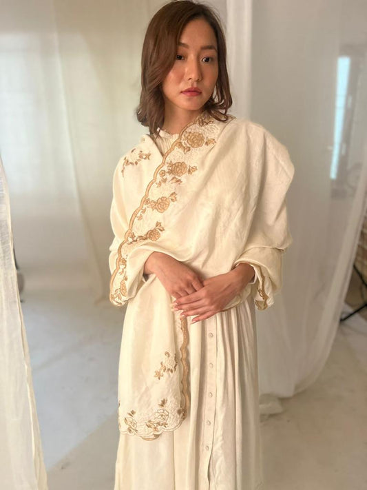 CHANDREI DRESS+STOLE IVORY