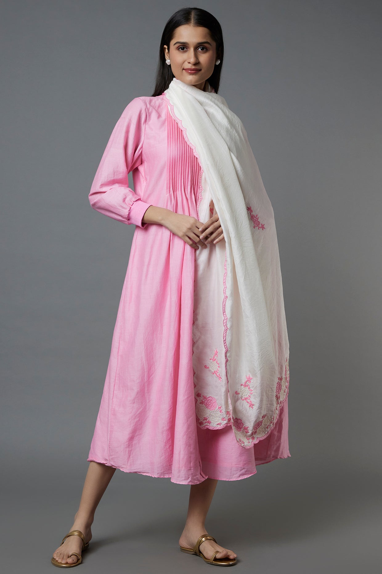 CHANDREI DRESS+STOLE Pink