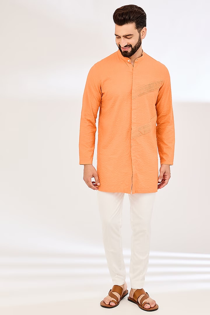 Orange Pleat Kurta