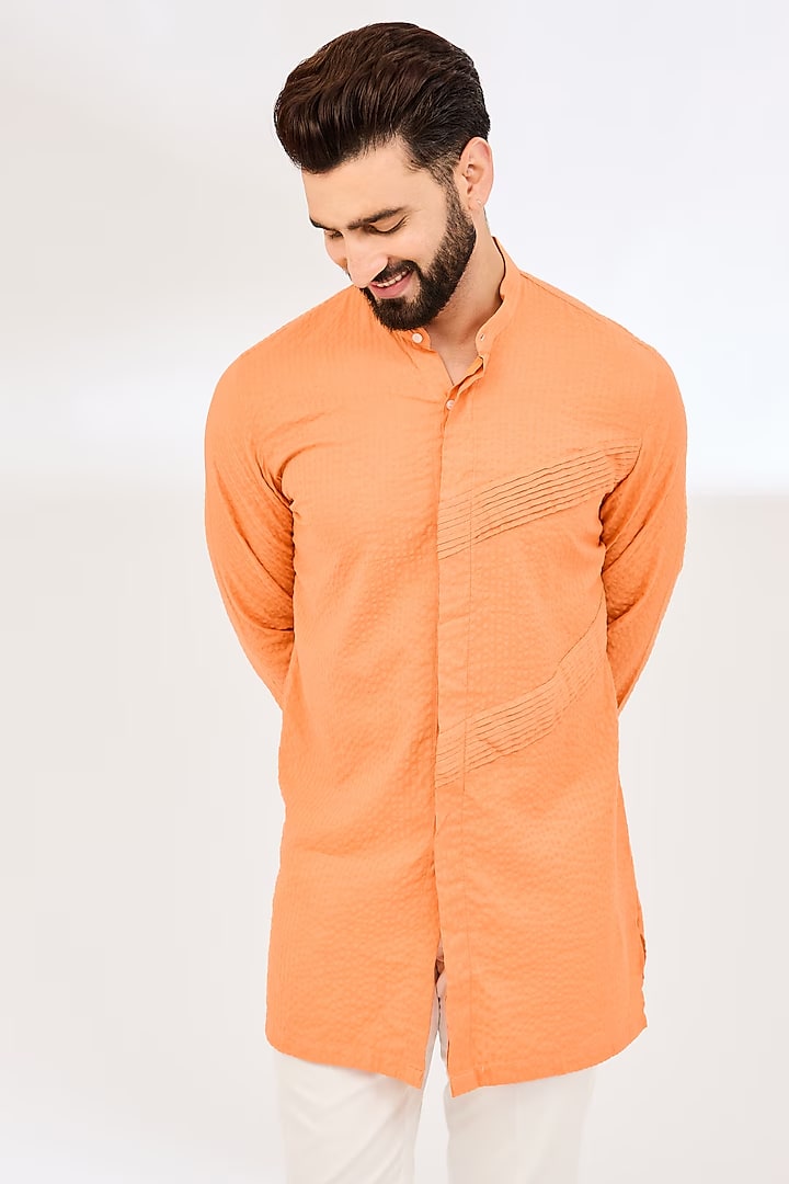 Orange Pleat Kurta