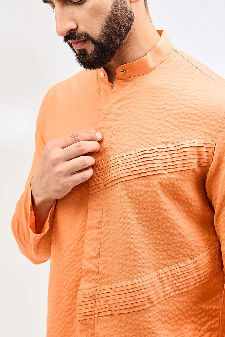 Orange Pleat Kurta